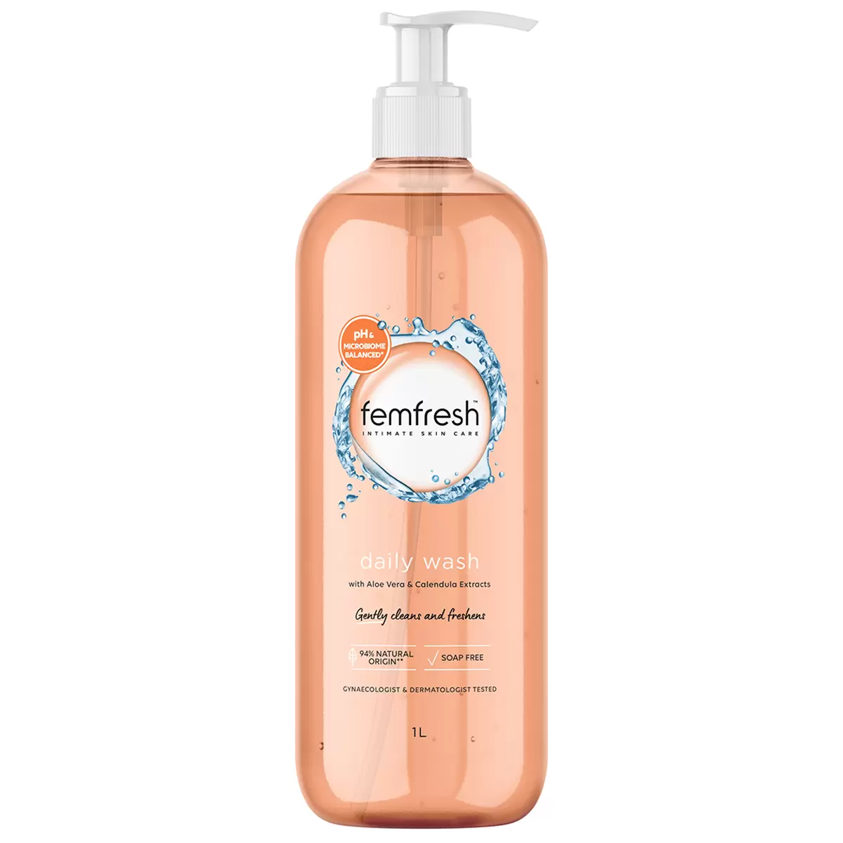 Femfresh Intimate Wash 1L pH Balanced Soap Free Aloe Vera Daily Feminine Hygiene