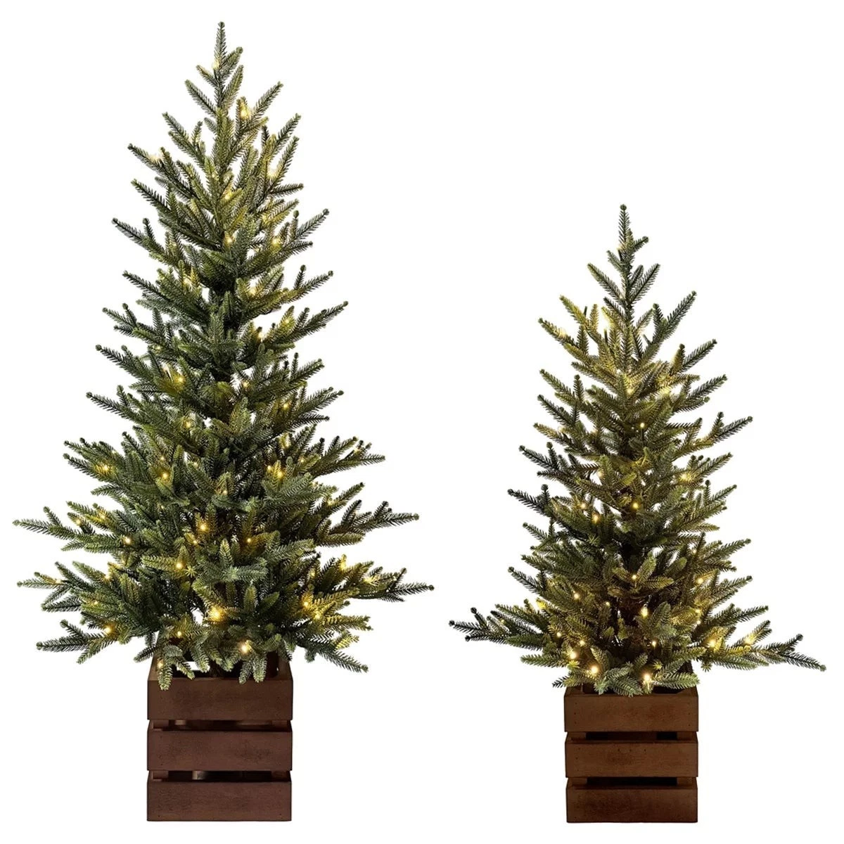 CGH Pine Trees 2Piece Set Warm White LED Twinkle Lights 1.2m 0.9m Christmas Tree