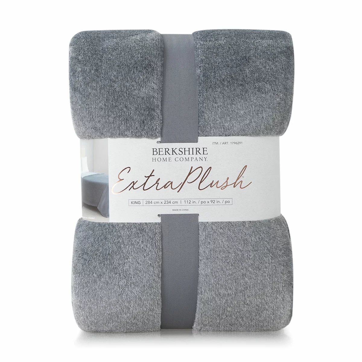 Berkshire Heathered Plush Blanket King Grey 284 x 234cm Ultra Soft Luxury Fleece