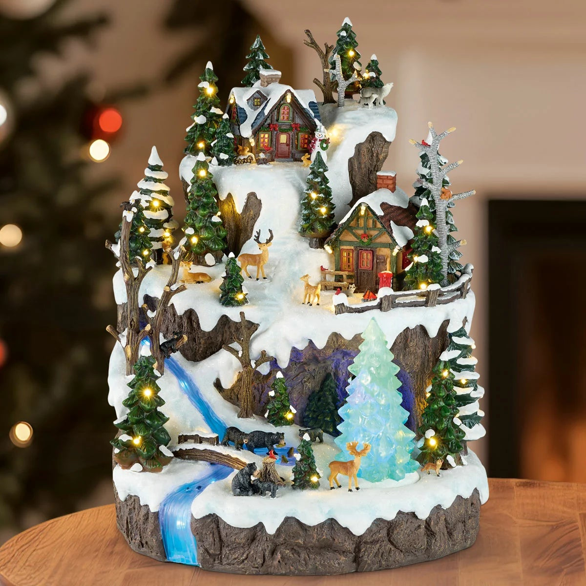 Snowy Woodland Village Holiday Figurine 47cm Charming Winter Christmas Décor