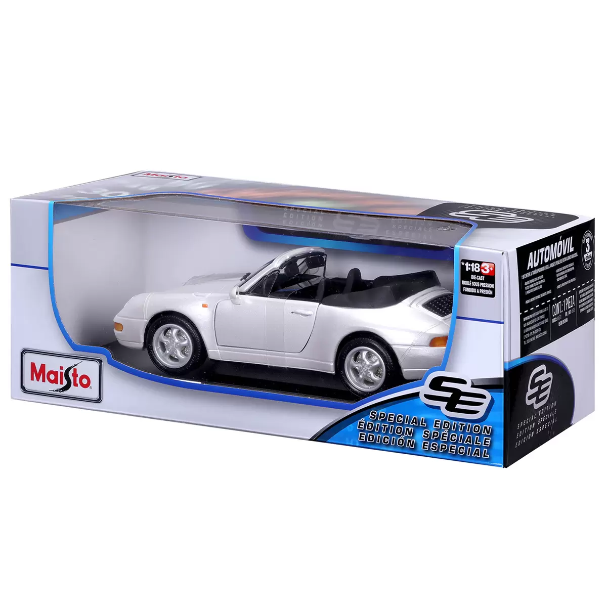 Maisto 1:18 Porsche 911 Carrera Convertible Pearl White Die Cast Toy Diecast Car Free Shipping