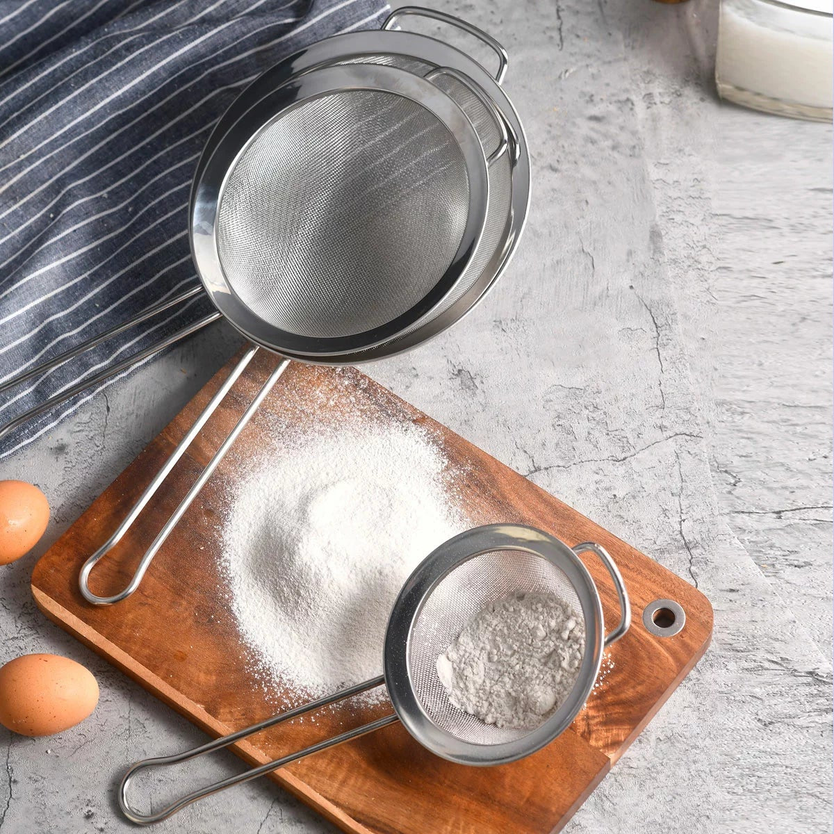 MIU Stainless Steel Mesh Strainer 3 Piece Set Fine Mesh Kitchen Sieve