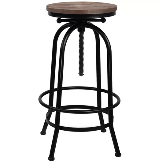 Industrial Bar Stool Elm Wood Seat Steel Frame Vintage Retro Kitchen Chair
