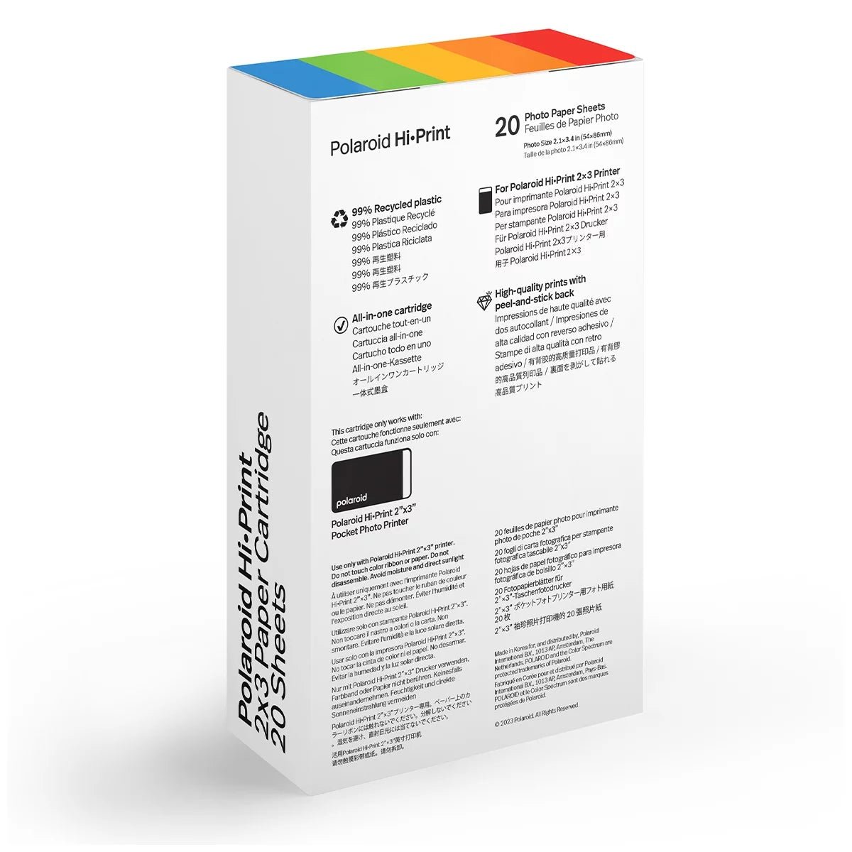 Polaroid Hi-Print Gen 2 2x3 Photo Paper 20 Sheets 2 Cartridges