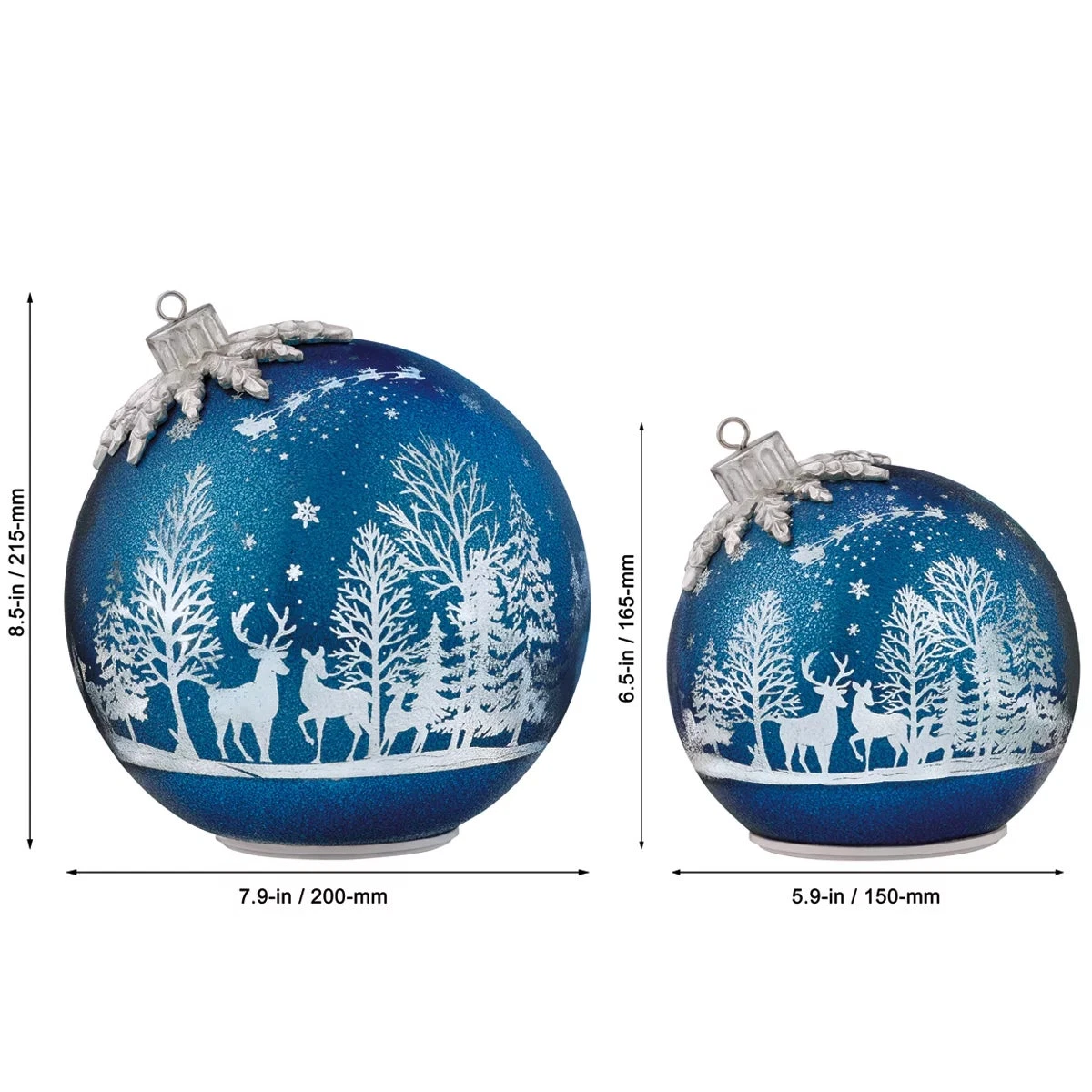 Seasonal Rotating Glass Balls 2 Piece Set Blue Decorative Christmas Decor