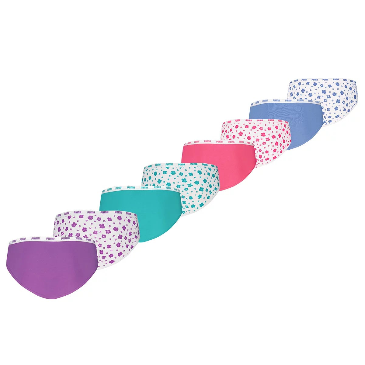 PUMA Girls Bikini Briefs 8 Pack x 2 Purple Pink Blue Size Medium 16 Pieces