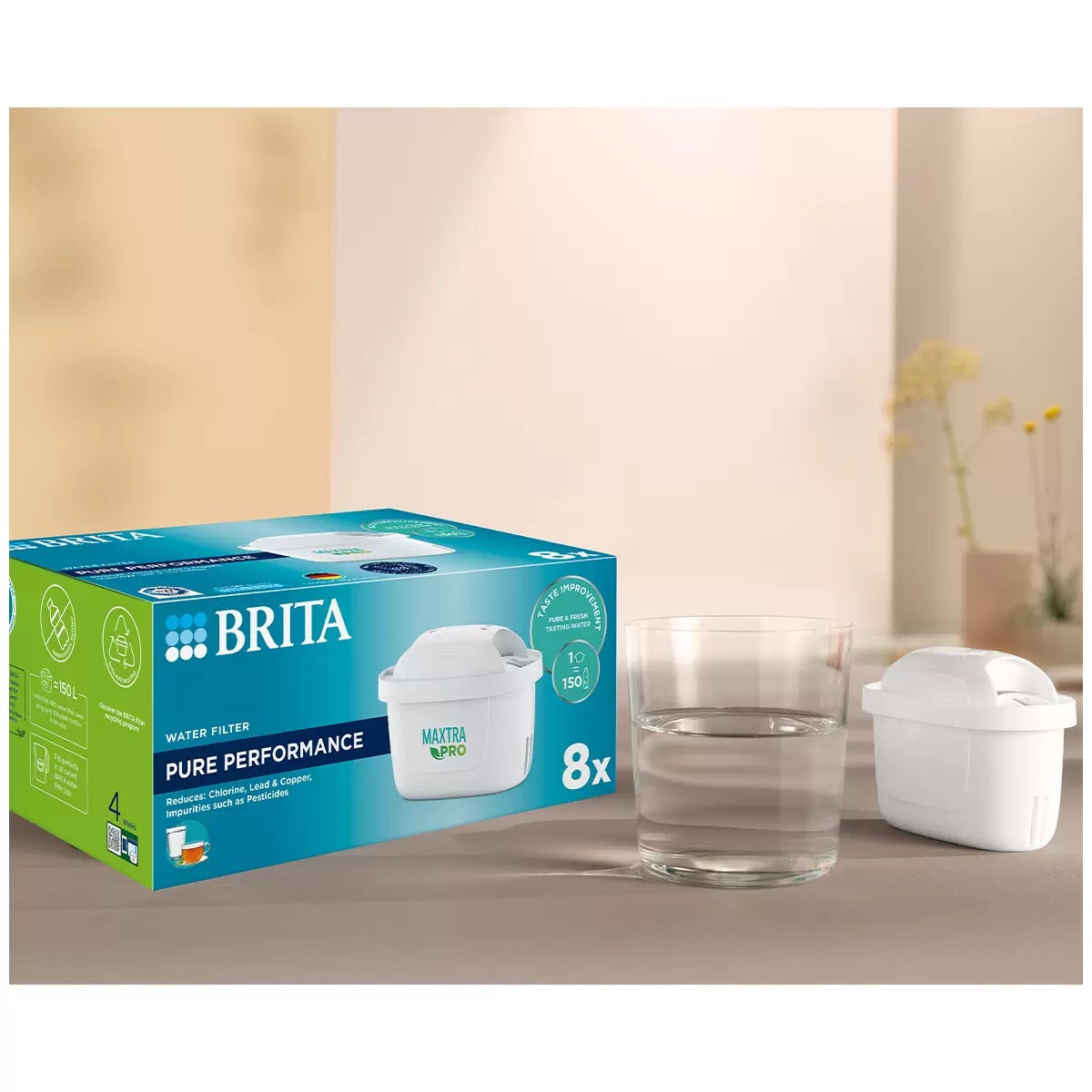 BRITA MAXTRA PRO Water Filter Cartridges 8 Pack 4 Week Water Filtration 150L