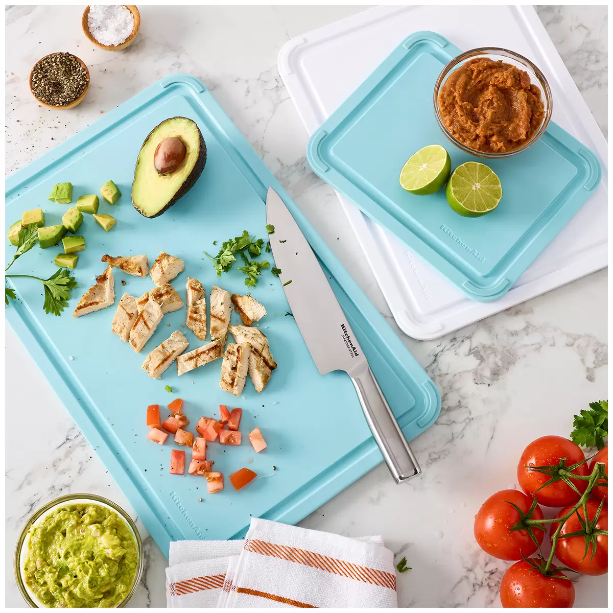 KitchenAid Non-Slip Cutting Boards 3 Piece Set White- Free Shipping