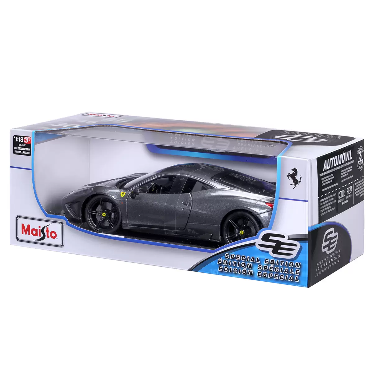 Maisto 1:18 Ferrari 458 Speciale Metallic Grey Detailed Die Cast Toy Diecast Car Free Shipping