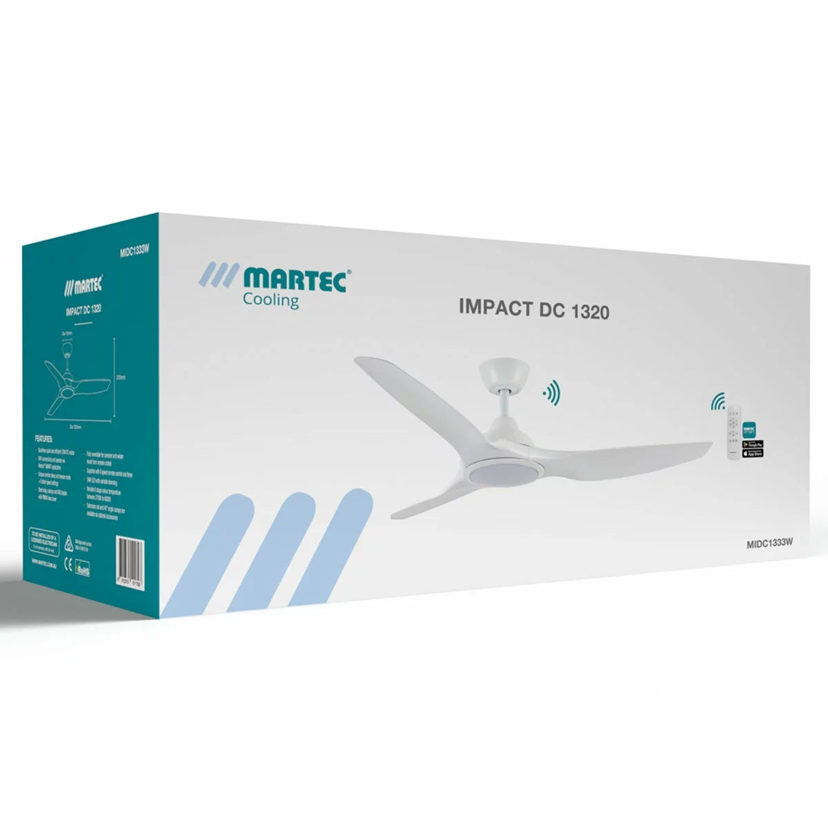 Martec 52 Inch Smart DC Ceiling Fan with WiFi Remote and Dimmable LED 3 Blade
