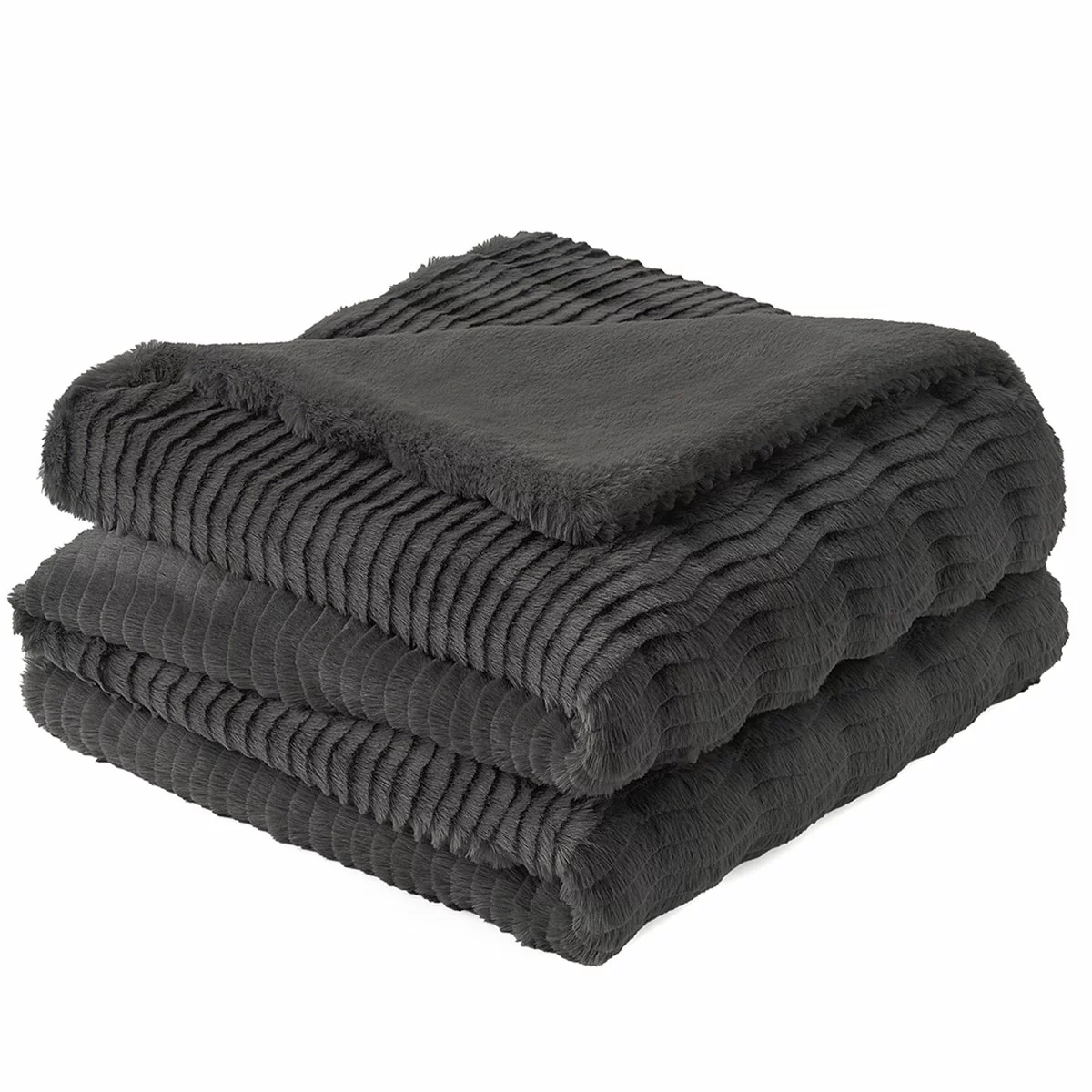 Casual Living Faux Fur Throw 127cm x 177cm Dark Grey- Free Shipping