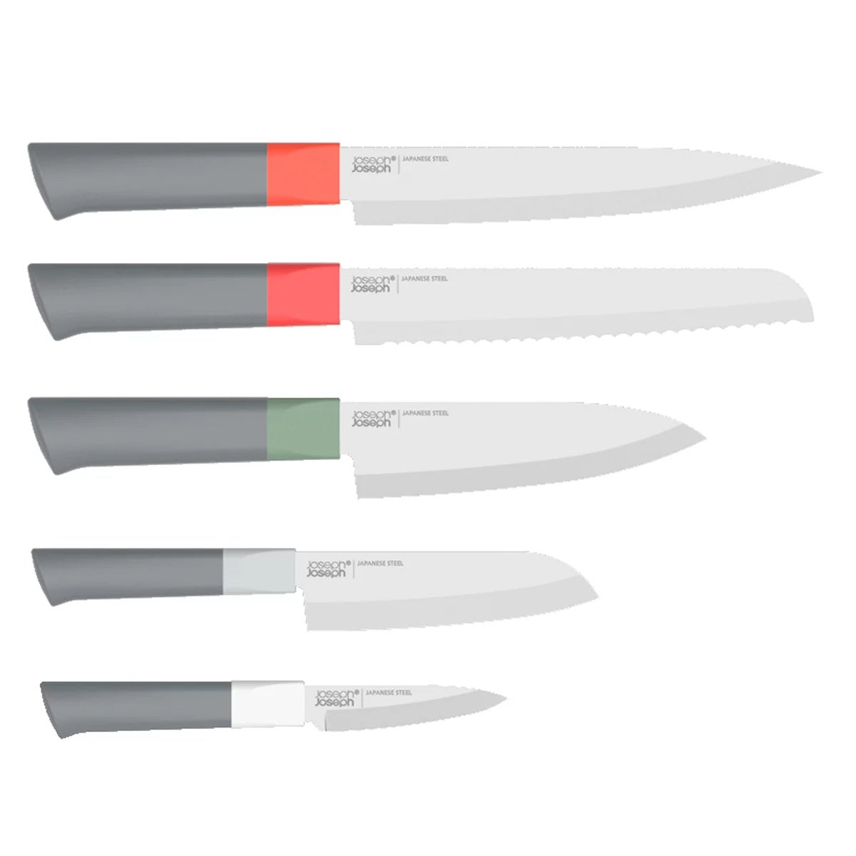 Joseph Joseph Duo 5 Piece Kitchen Knife Set Japanese Stainless Steel Block