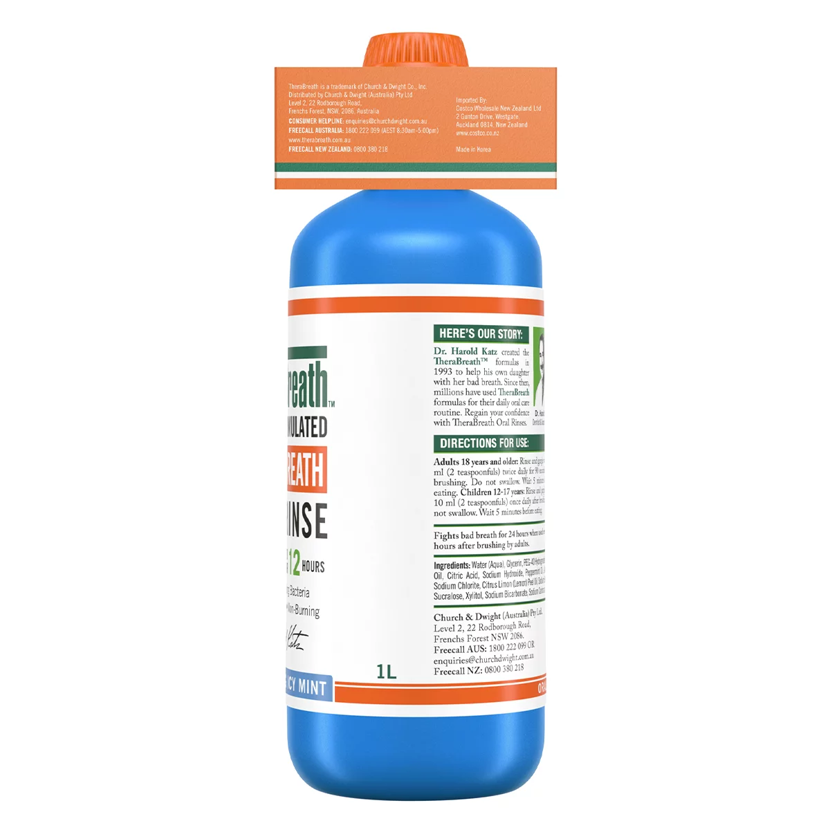 TheraBreath Fresh Breath Mouthwash Icy Mint 2 Litre Value Pack
