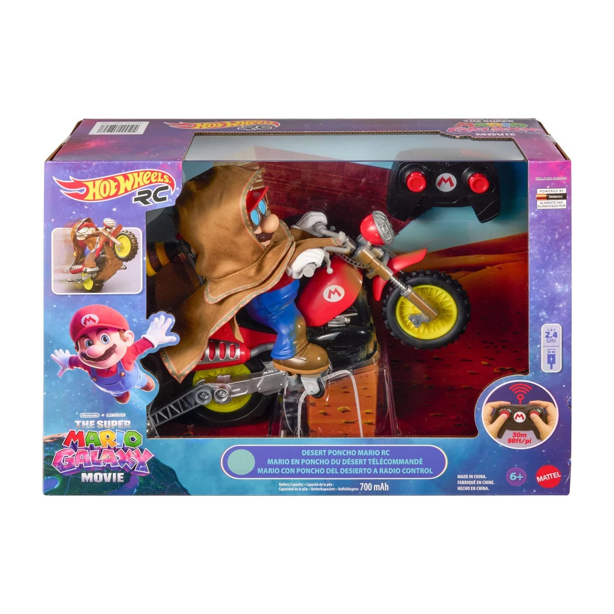 Hot Wheels Super Mario RC Motorcycle Mario Remote Control Stunt Wheelie Toy 6+