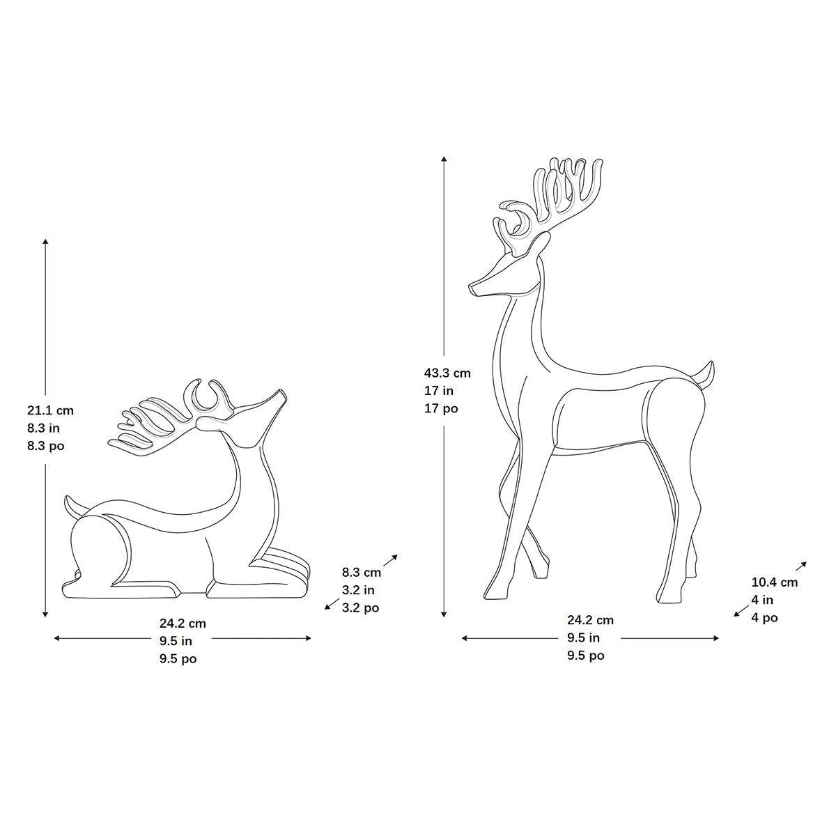 Gold Resin Reindeer Christmas Decor Set 2pc Tabletop Holiday Home Decoration