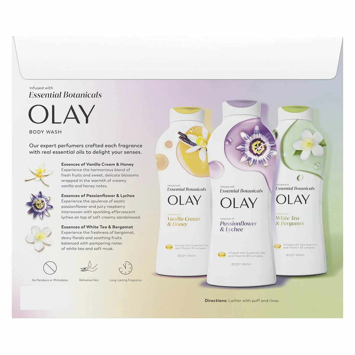 Olay Essential Botanicals Body Wash 3 x 700ml Moisturising Vitamin B3 Complex