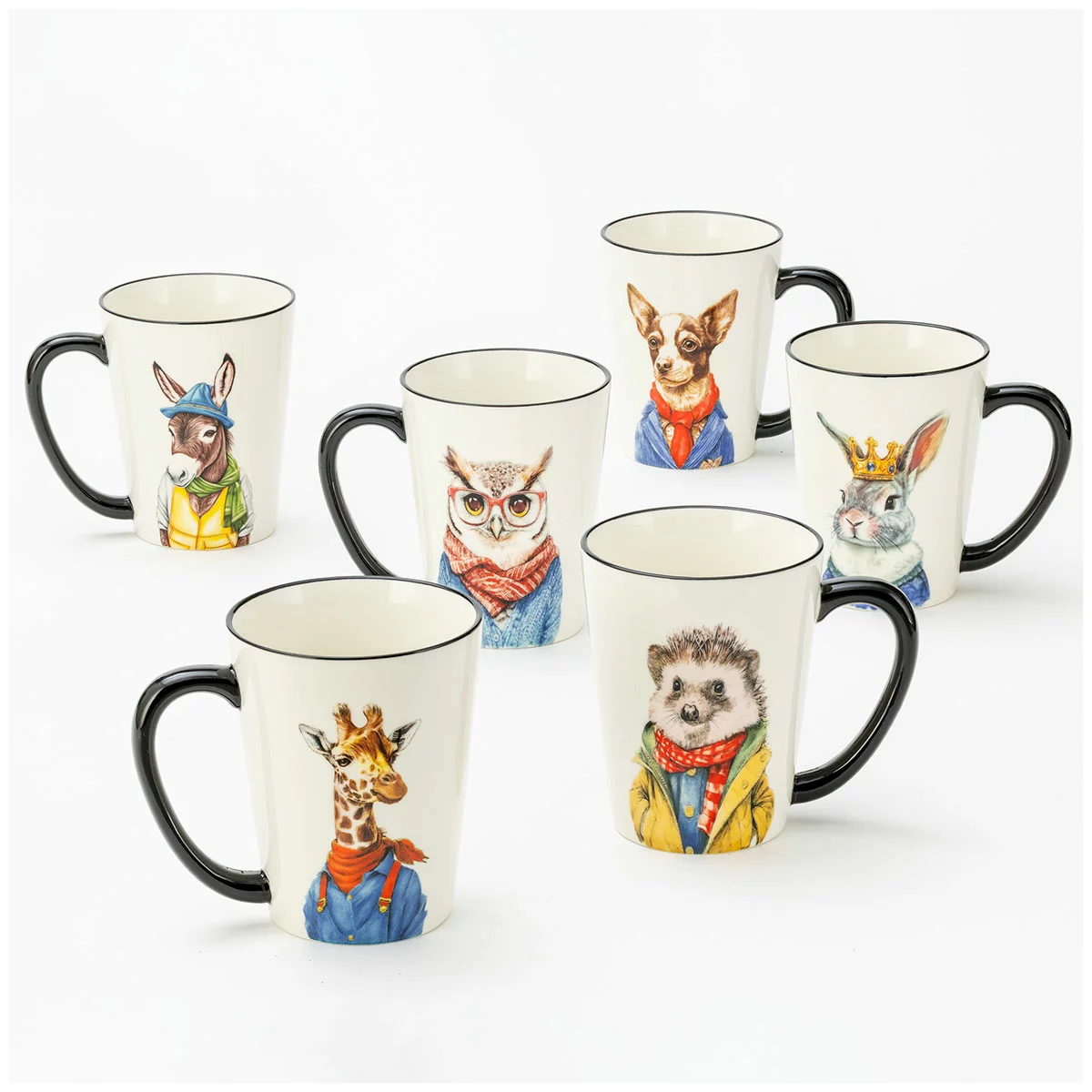 Signature Housewares Animal Mugs 6 x 503ml – 6 Piece Stoneware Coffee Mug Set
