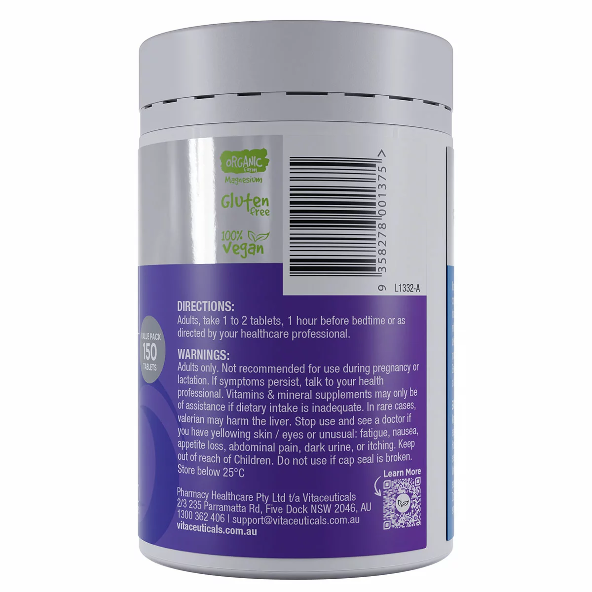 Vitaceuticals MagZorb Sleep 150 Tablets Magnesium Glycinate Sleep Support Stress