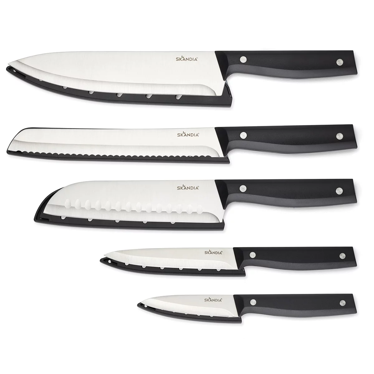 Hampton Forge Jasper 5pc Kitchen Knife Set Stainless Steel with Covers