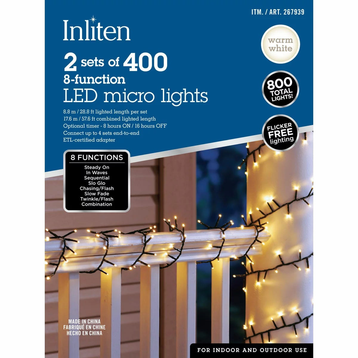 Inliten 400 LED Warm White Christmas Lights 2 Pack Christmas Decor