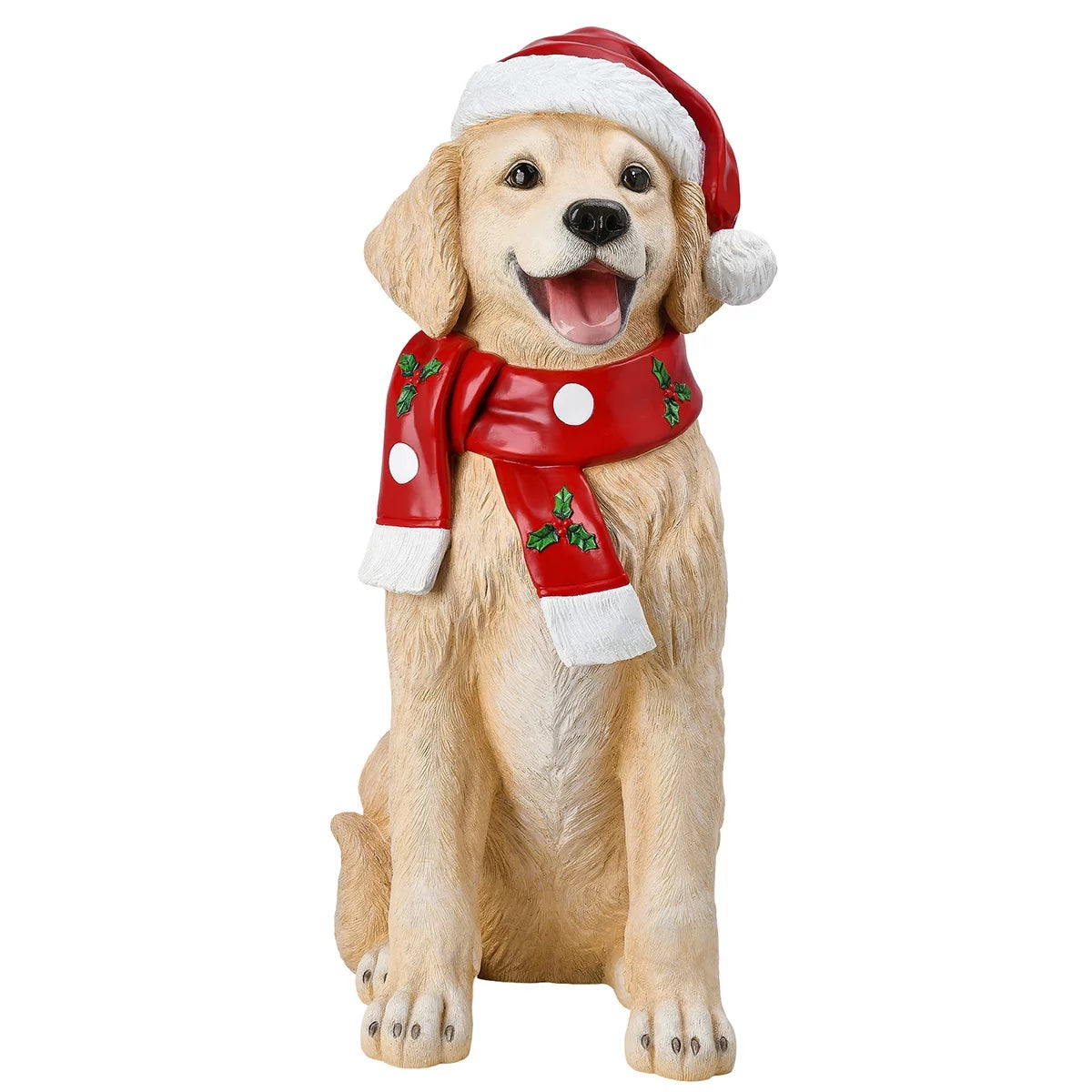 Christmas Golden Retriever Dog Greeter Resin Holiday Statue Indoor Decor