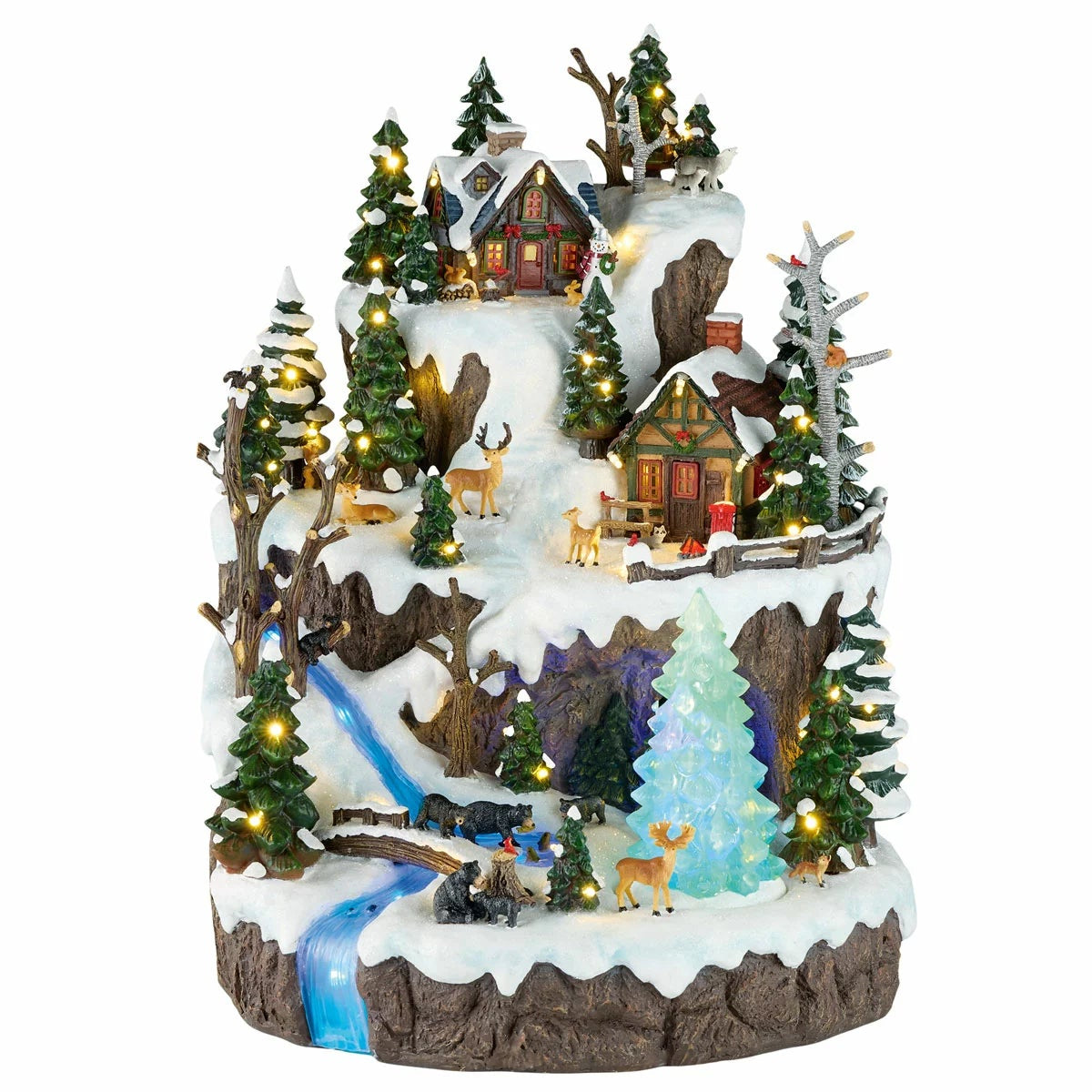 Snowy Woodland Village Holiday Figurine 47cm Charming Winter Christmas Décor