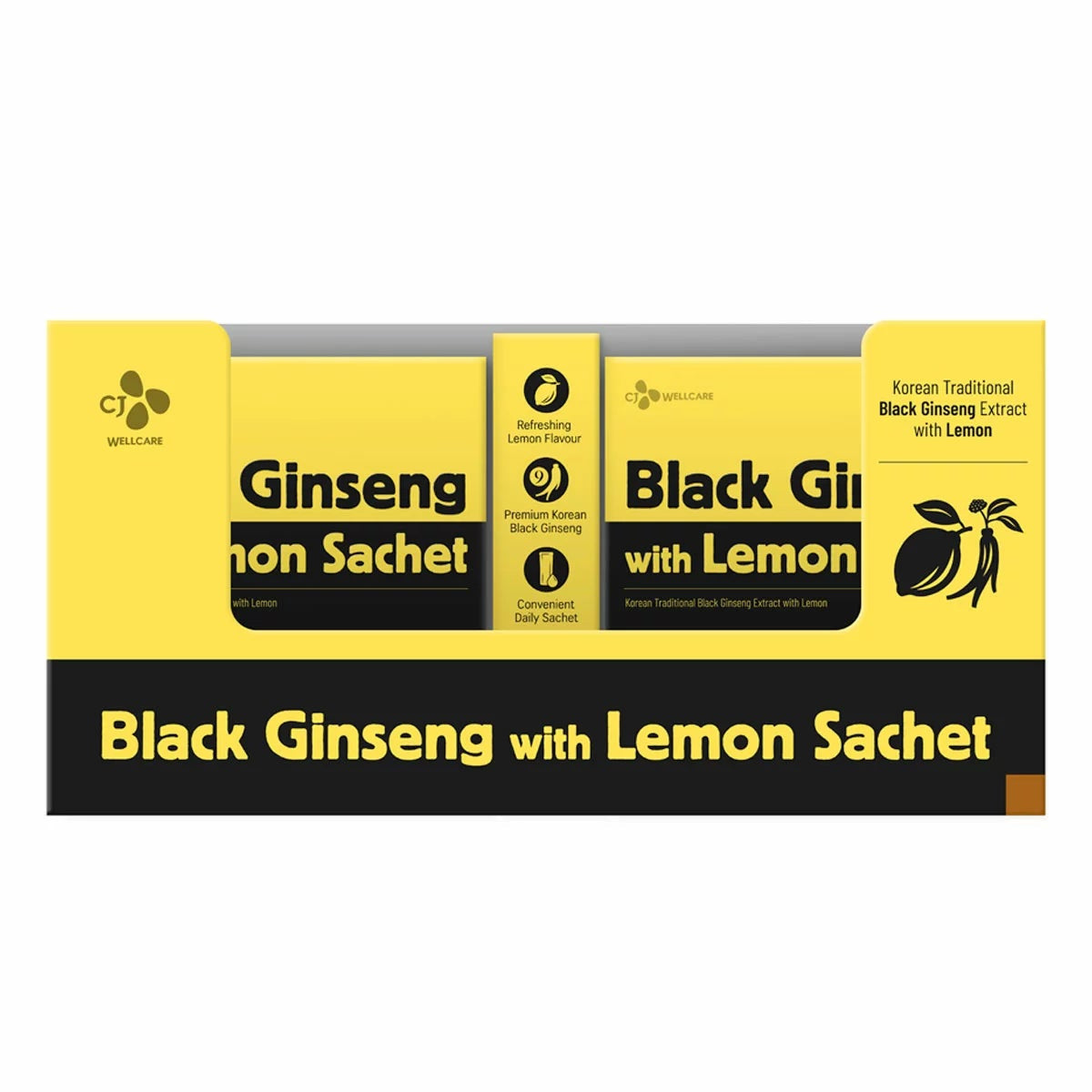 CJ Wellcare Black Ginseng Lemon Stick 50 x 10g Korean Ginseng SUBTITLE