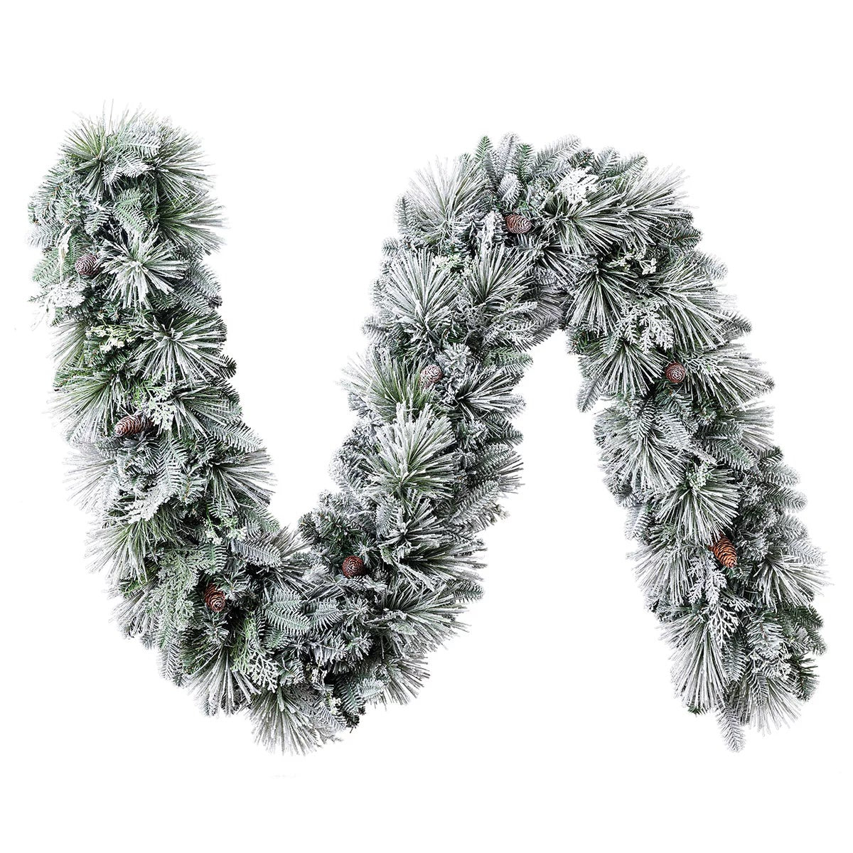 Pre-Lit Flocked Christmas Garland 2.7M Micro LED Holiday Decoration