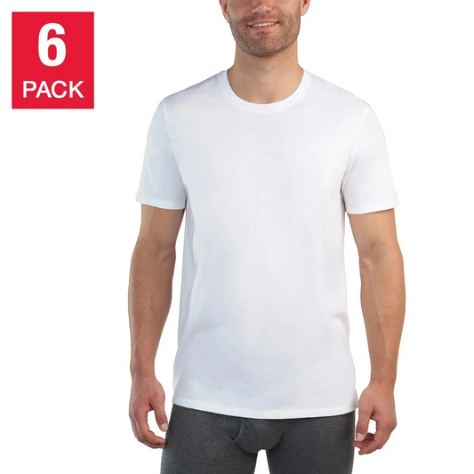 Kirkland Signature Men's Crew Tee Shirt 6 Pack Large - White