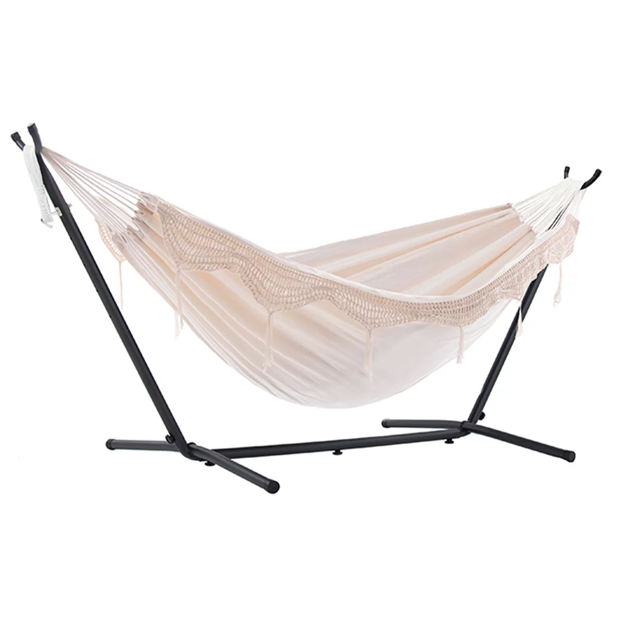 Vivere Cotton Double Hammock with Steel Stand Natural 204kg