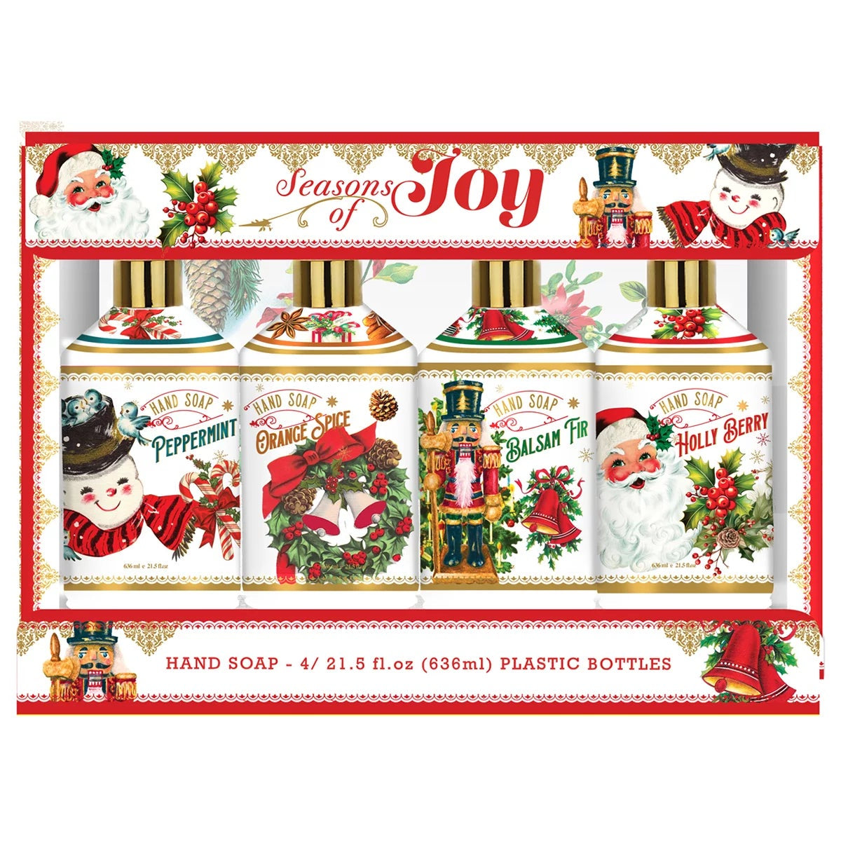 Christmas Hand Soap 4 Pack 636ml Each Festive Scented Liquid Hand Wash