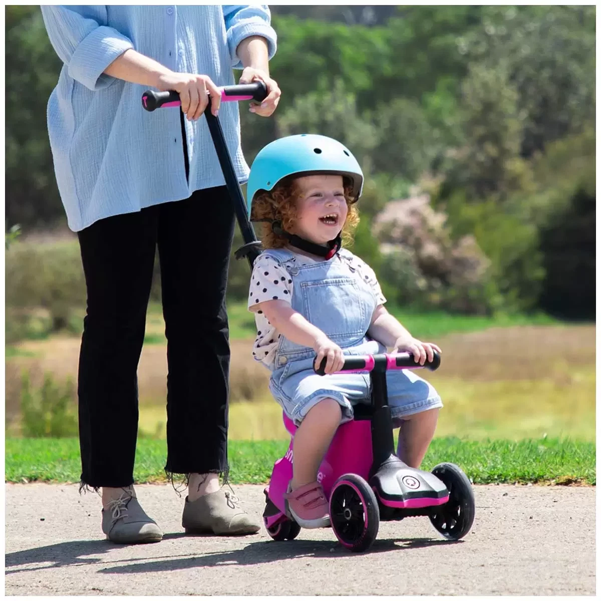 SmarTrike Xtend Ride-On Pink 5-in-1 Kids Scooter Ride On 12M-12Y LED Wheels