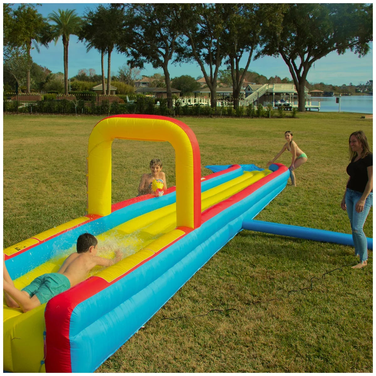 Wham-O 9.75m Inflatable Slip N Slide Water Slide with Blower Splash Zone