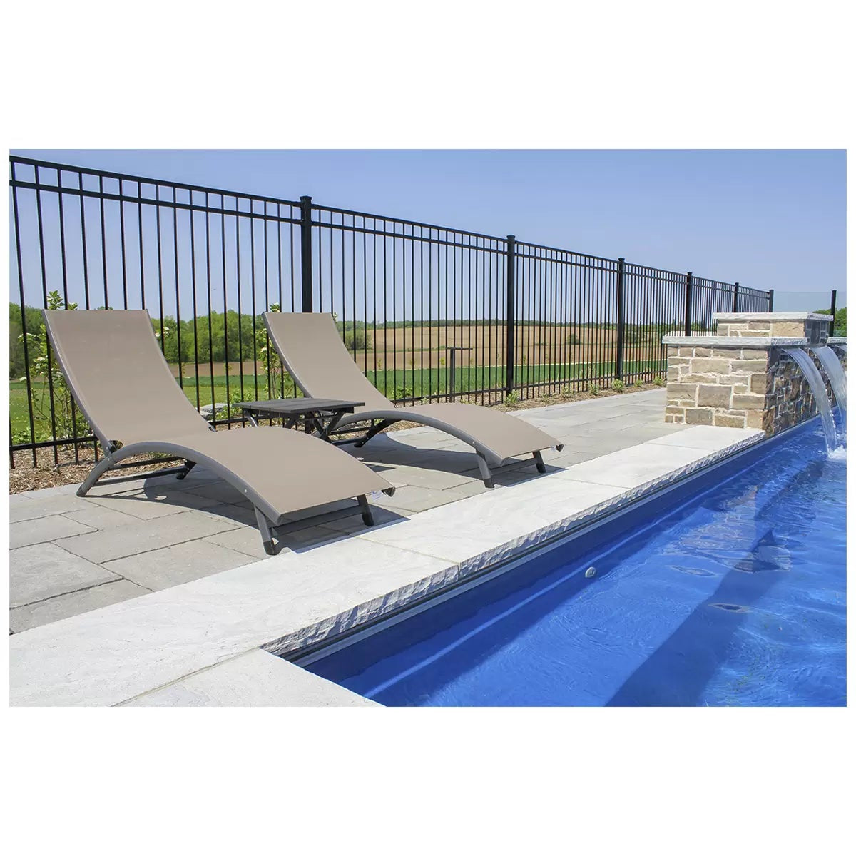 Vivere Coral Springs Chaise Lounge Set 2 Chairs+ Side Table Macchiato 5 Position