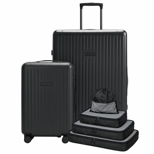 Globite 2 Piece Luggage Set Black With 4 Piece Packing Cube