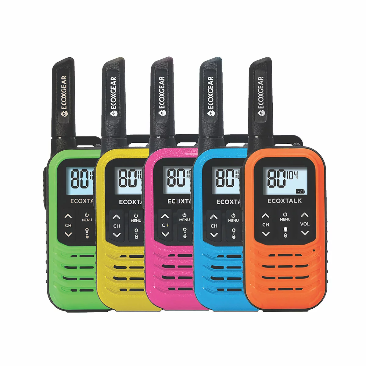 5X Ecoxgear Handheld Radio Walkie Talkie 5 Pack EXG50 5 Pack Multi Anaconda