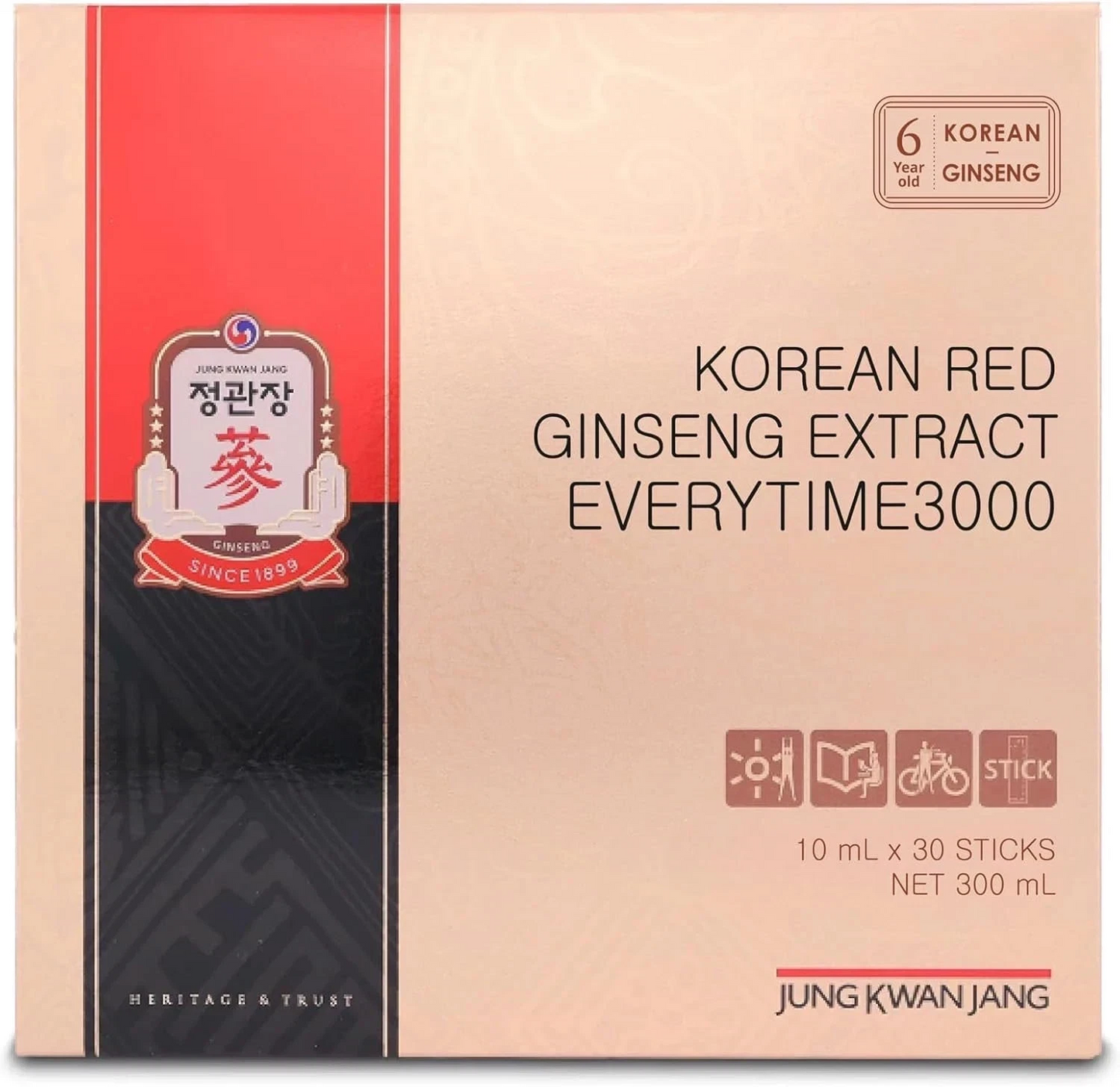 JungKwanJang Everytime Korean Red Ginseng Sticks 30 Pack Energy Supplement