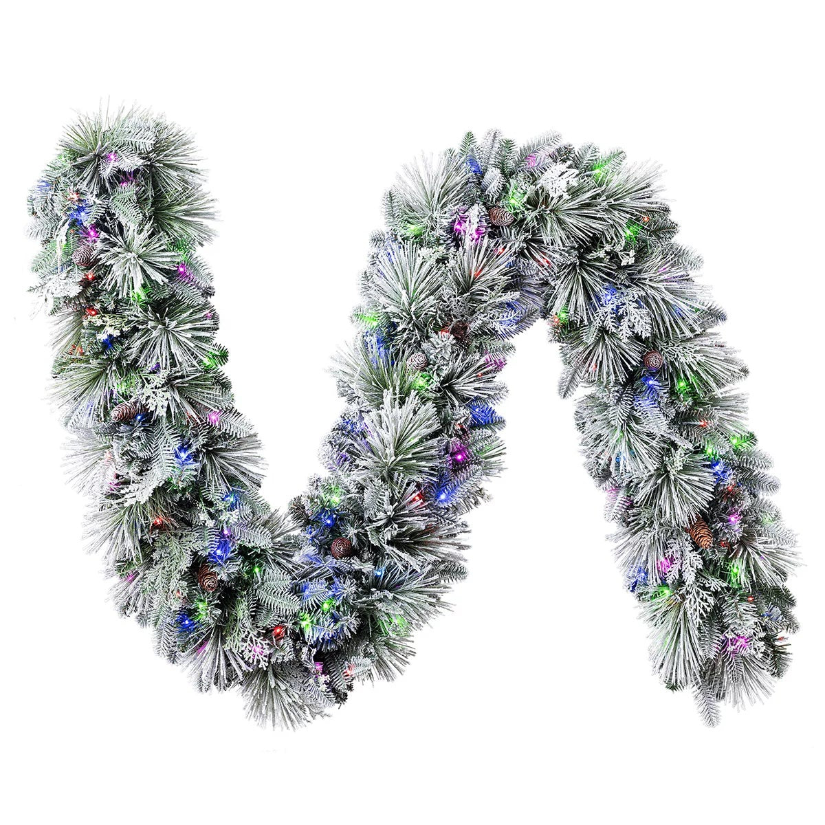 Pre-Lit Flocked Christmas Garland 2.7M Micro LED Holiday Decoration