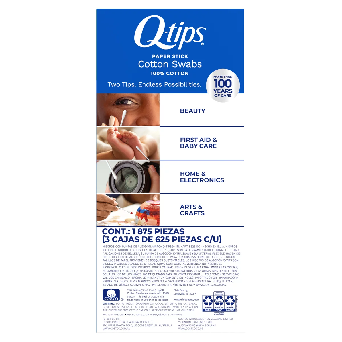 Q-tips Cotton Swabs 1875 Count 3 x 625 Soft 100% Cotton Multipurpose