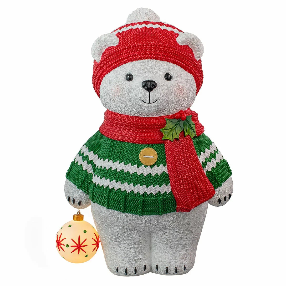 Polar Bear Christmas Greeter 60.9cm Light Up Ornament Timer Indoor Outdoor Decor