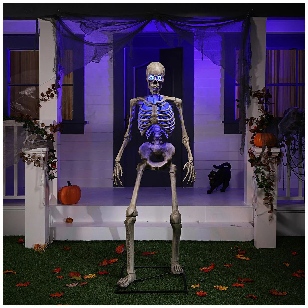 1.8M Animated Skeleton Greeter Halloween Decor Animatronic Prop Motion Sound LED