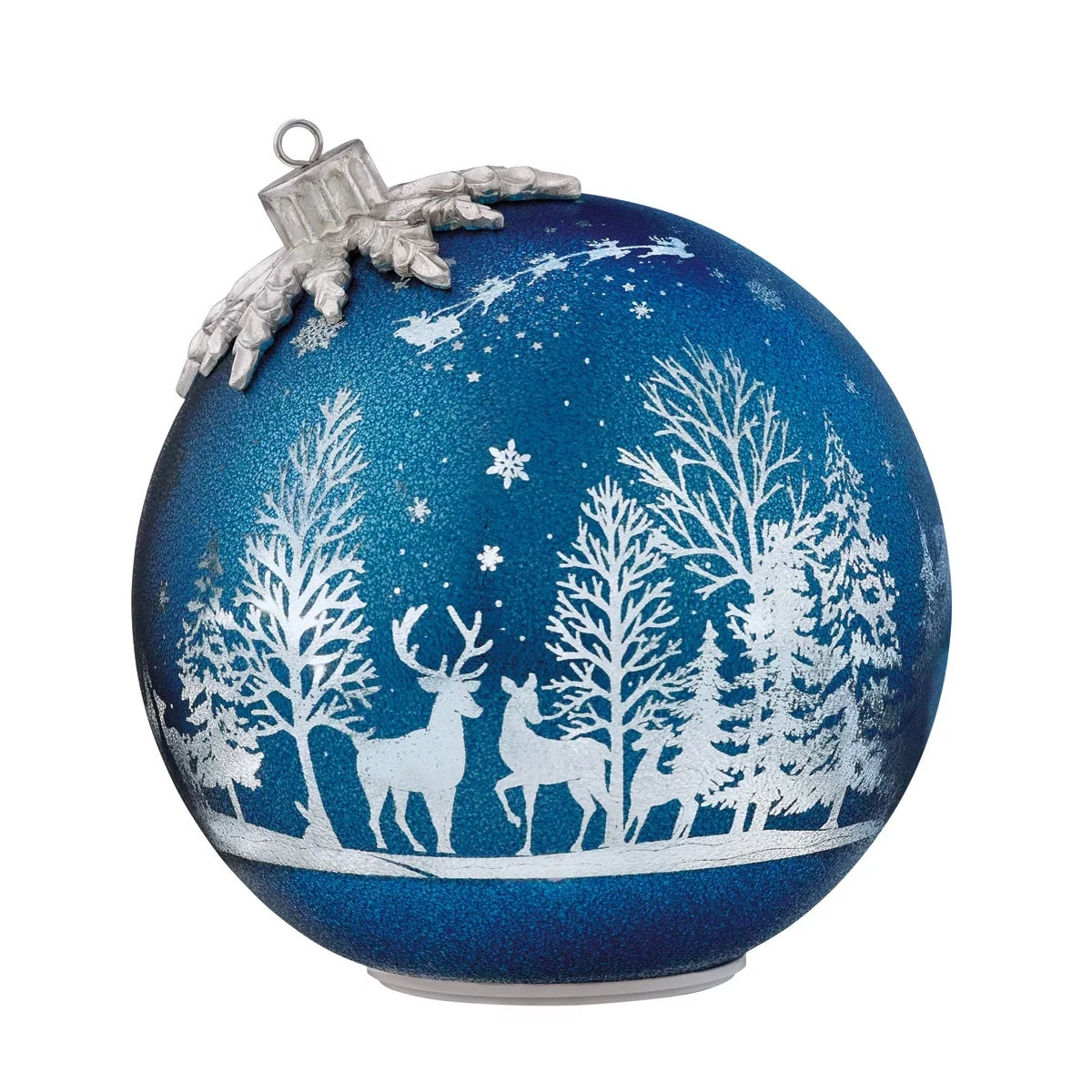 Seasonal Rotating Glass Balls 2 Piece Set Blue Decorative Christmas Decor
