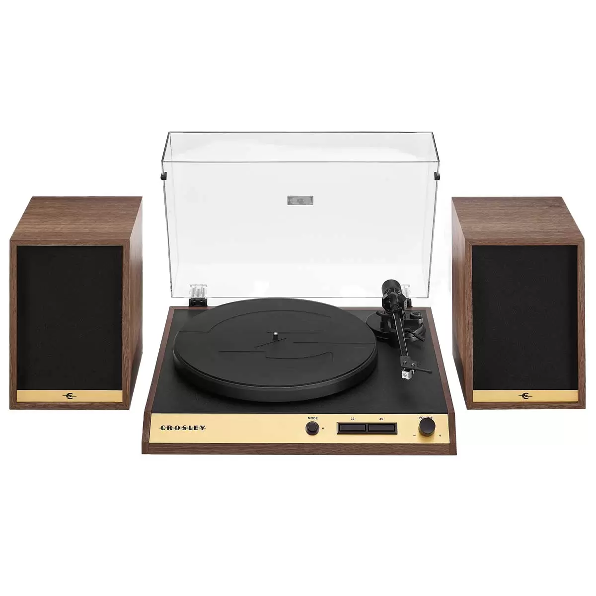 Crosley C72 Record Vinyl Shelf Turntable with Speakers Walnut CR72A-WA
