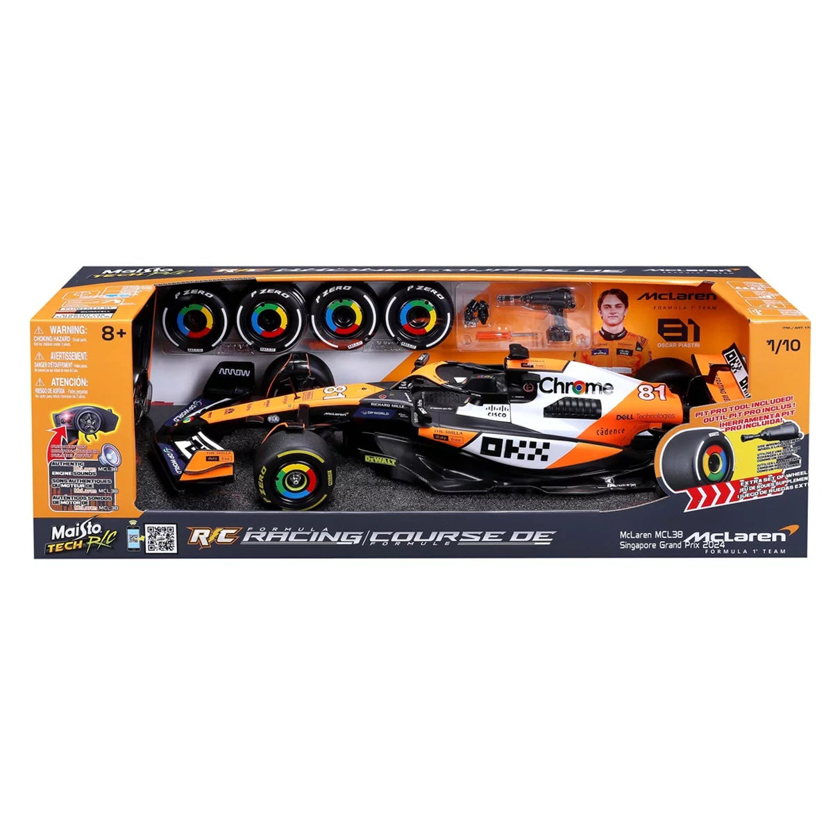 Maisto 1:10 McLaren Oscar Piastri Formula 1 RC Car 2.4GHz USB Rechargeable