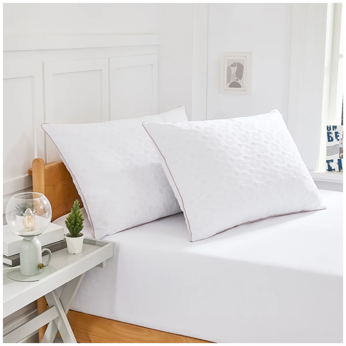 My Kinda Quilted Pillow 2 Pk Soft Support Polyeste Machine Washable Bed Pillows