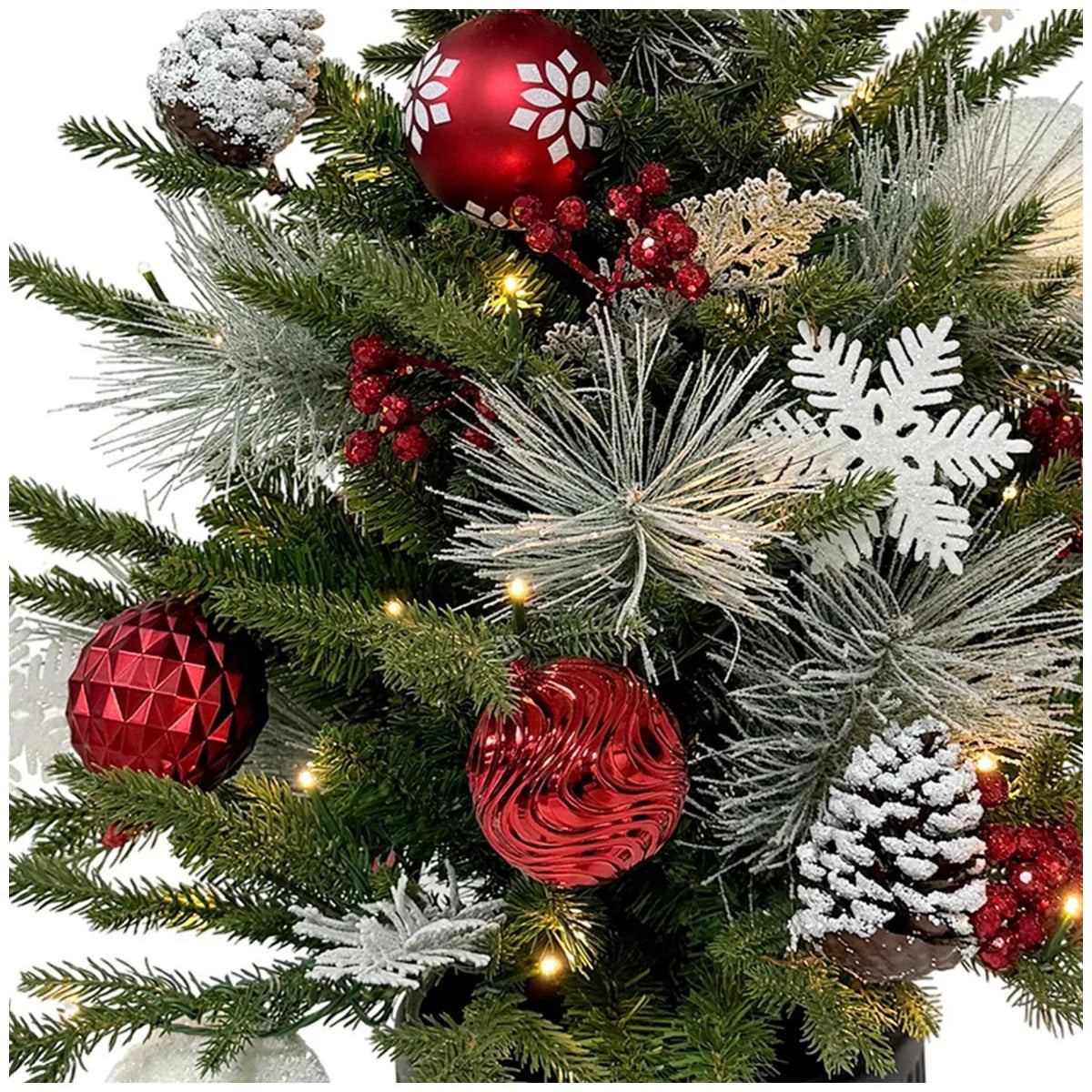 CGH Pre-Lit LED Christmas Pine Tree 91cm Decorated Warm White Lights