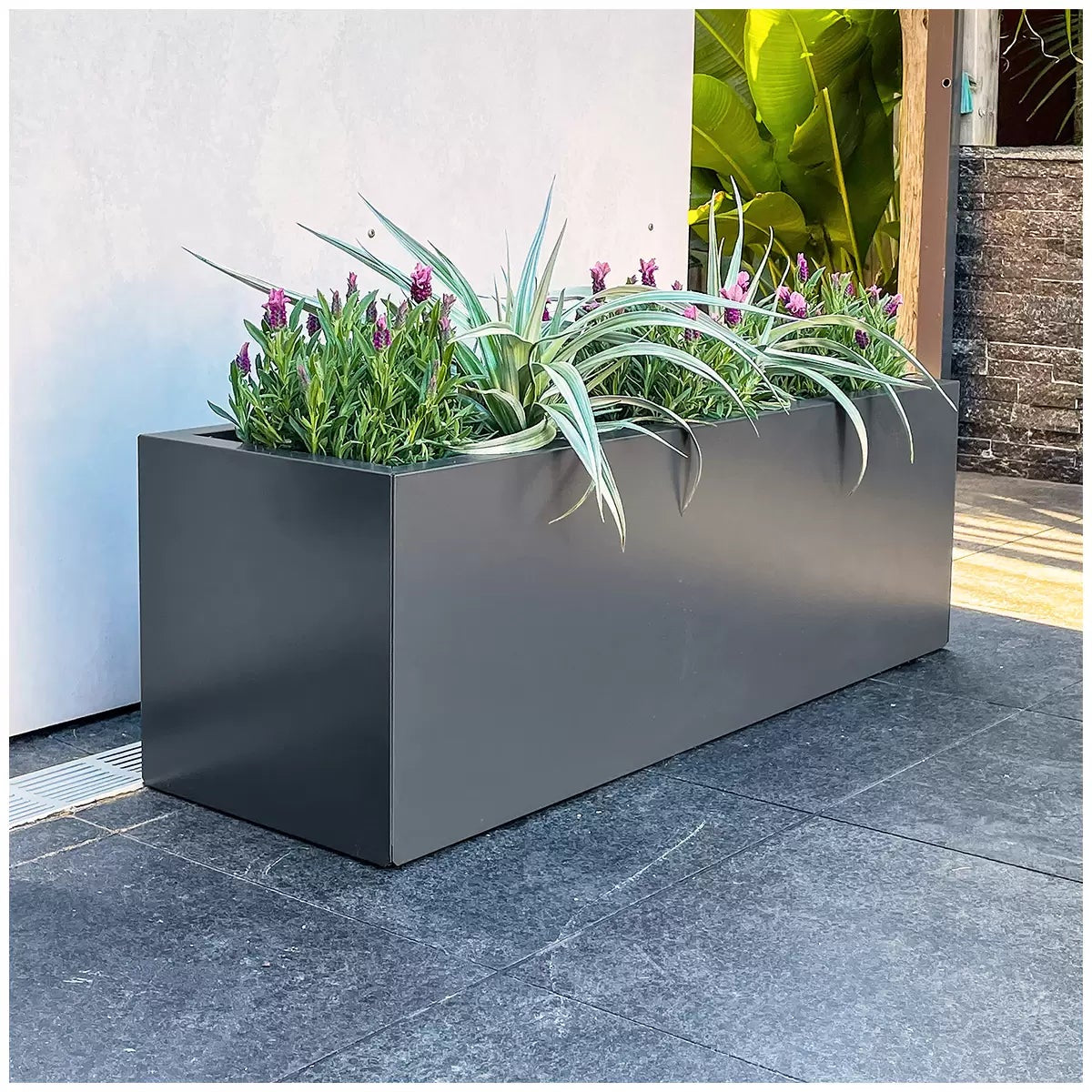 Greenlife Charcoal Designer Planter Box 900x300x300mm Steel Garden