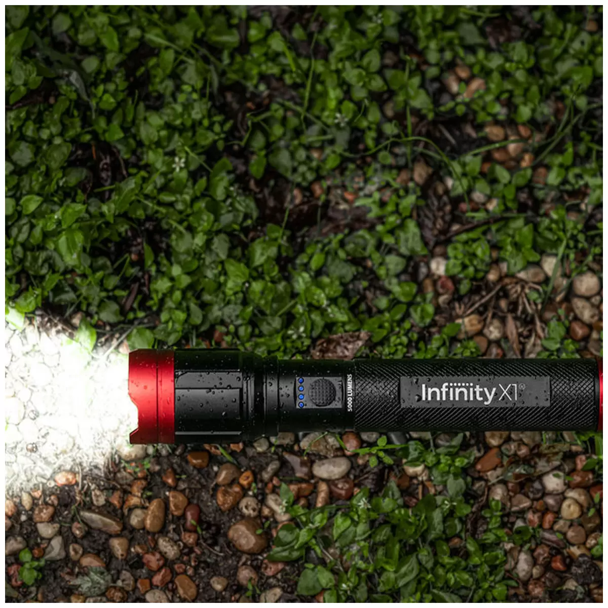 Infinity X1 5000 Lumen Dual Power Focusing Flashlight Rechargeable USB Torch