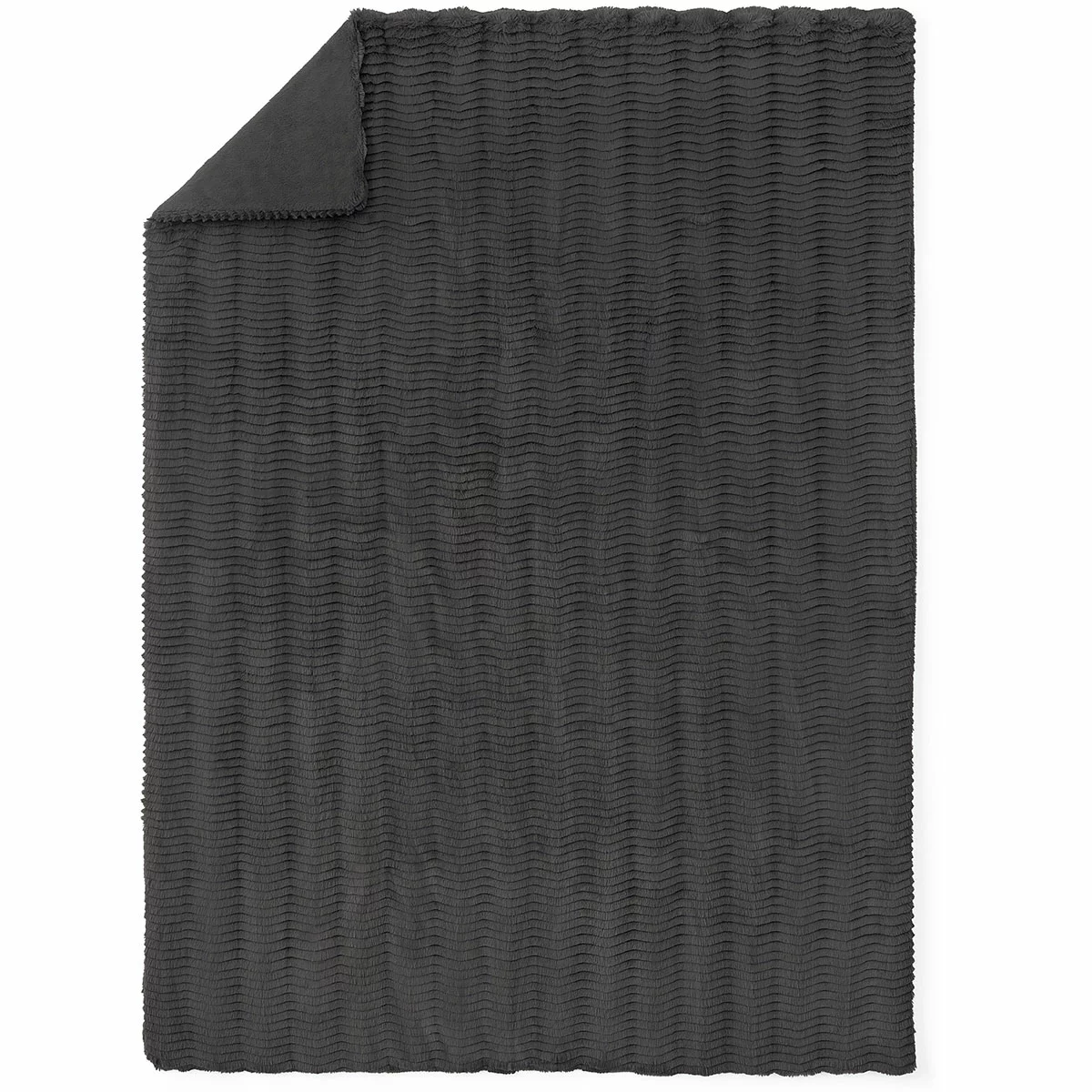 Casual Living Faux Fur Throw 127cm x 177cm Dark Grey- Free Shipping