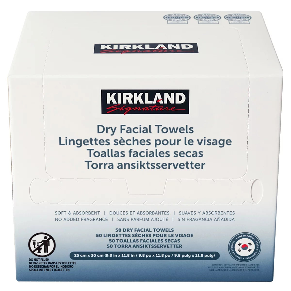 Kirkland Signature Disposable Dry Facial Towels 200 Count 4 x 50 Soft Absorbent